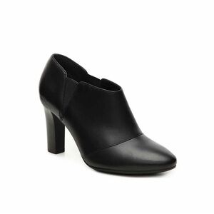 Lauren Ralph Lauren Black Leather Heeled Ankle Booties ‘Brittni’